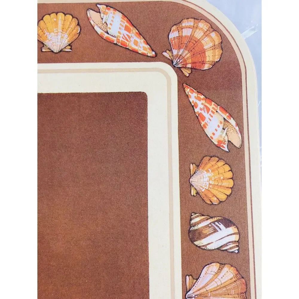 Vintage Hallmark 6 Paper Placemats Seashells Retro Beach Brown 11” X 14” Unused